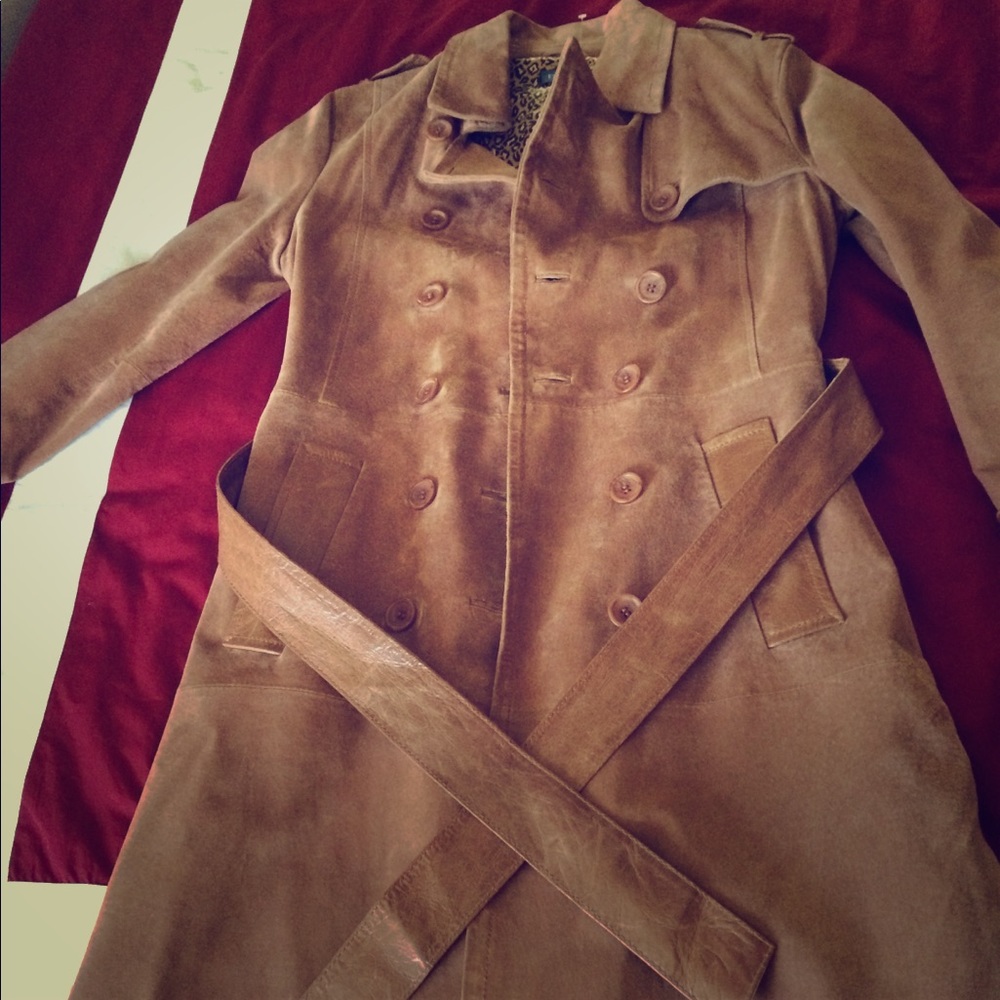 Leather Trench Coat blush color